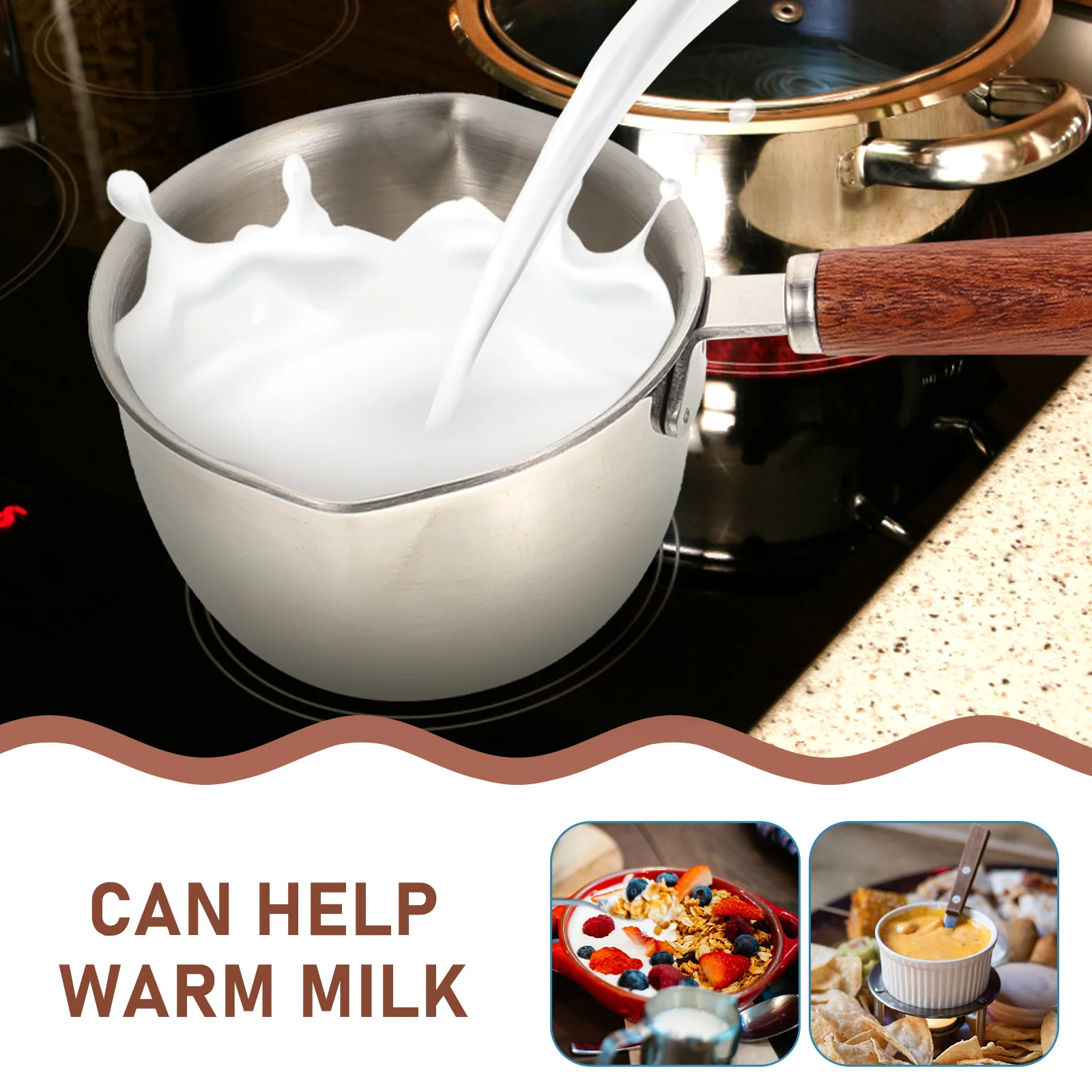 

Stainless Steel Oil Pot Multi-Functional Sauce Pan Nonstick Reusable Mini Cookware For Heating Milk Cheese Boiling Lightweight