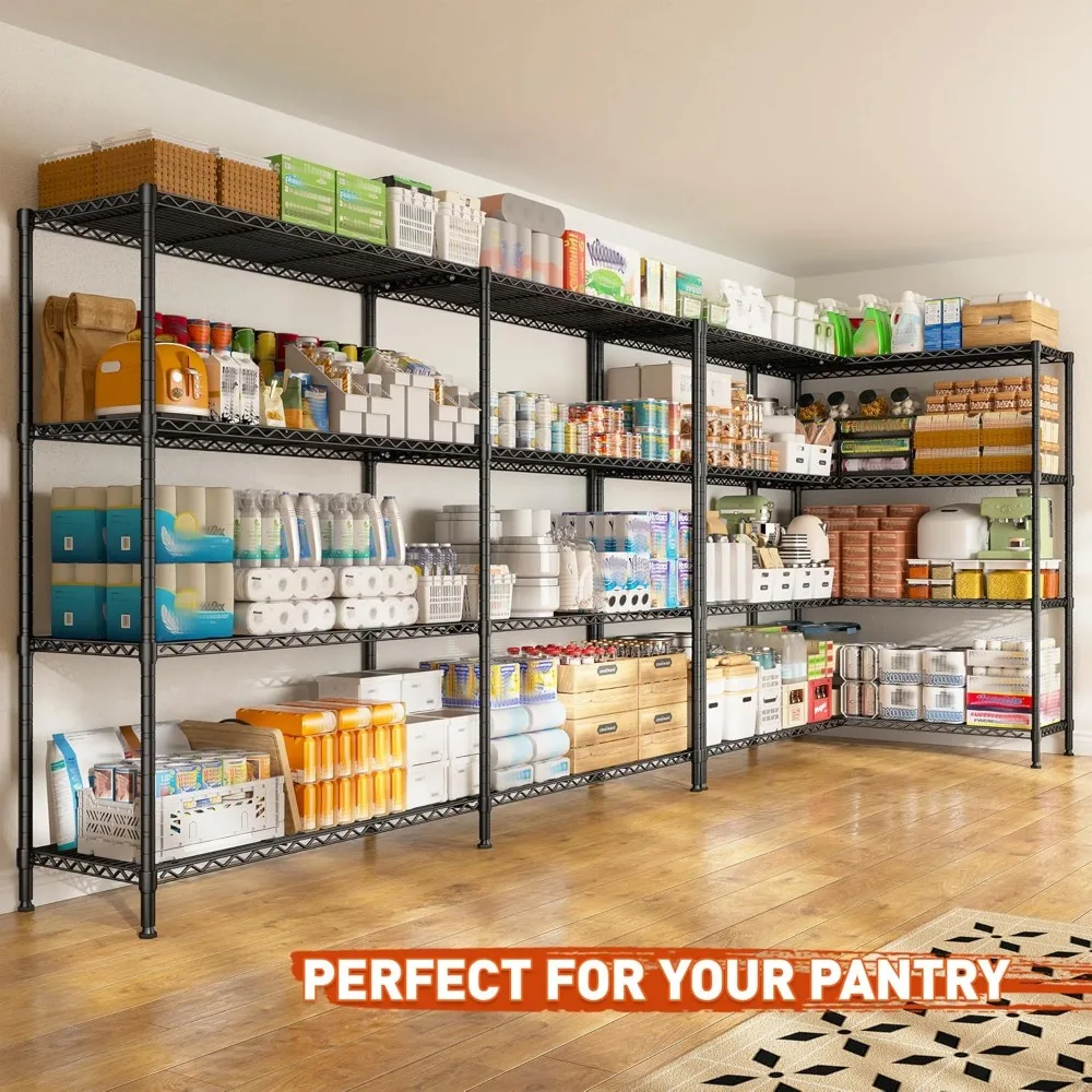 4-Tier Heavy Duty Metal Wire Shelving Unit - 1240lbs Load Capacity, Adjustable Storage Racks