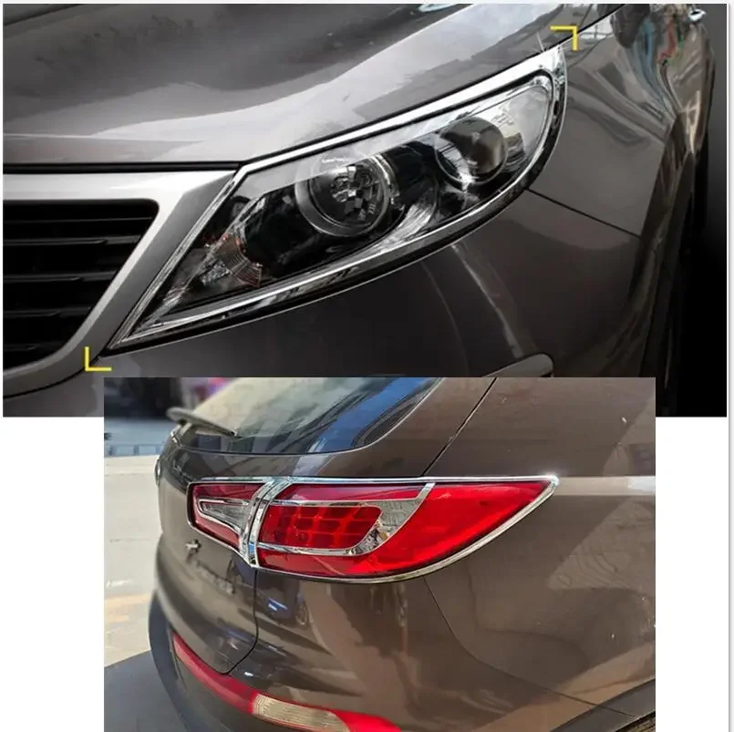 Chrome Car Front Headlight Head Light Lamp Cover Trim Sticker ABS Fit For Kia SportageR 2011-2015 Car styling