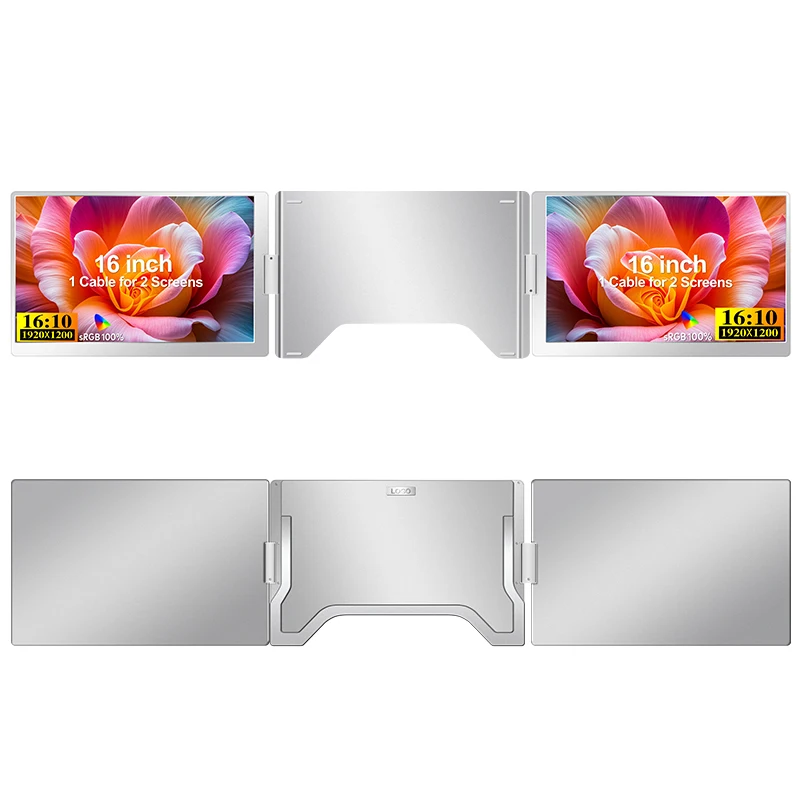 2026 Super workstation 16 inch detachable screen extender tri screen for laptop 1080p lcd display monitor plug play for business