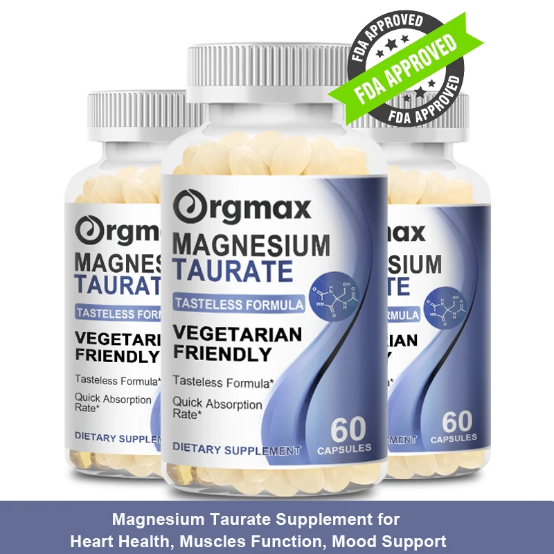 Magnesium Taurate Supplement for Maintain Magnesium Levels For Mood and Sleep (700mg per Serving, 120 Vegan Capsules)