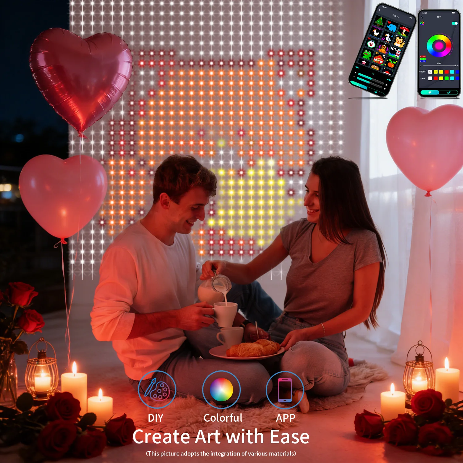 

Светодиодная RGB-гирлянда для штор с интеллектуальным управлением, управляемая через приложение, с возможностью создания собственных узоров, музыкальная атмосферная подсветка, декоративная гирлянда для дома