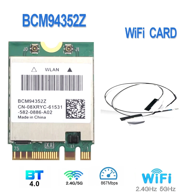 Wireless Wifi Card BCM94352Z 802.11ac 2.4G+5G BT4.0 1200Mbps NGFF Wlan Adapter for B50-70/N50-70/ B40-80/B50-80 E40-30