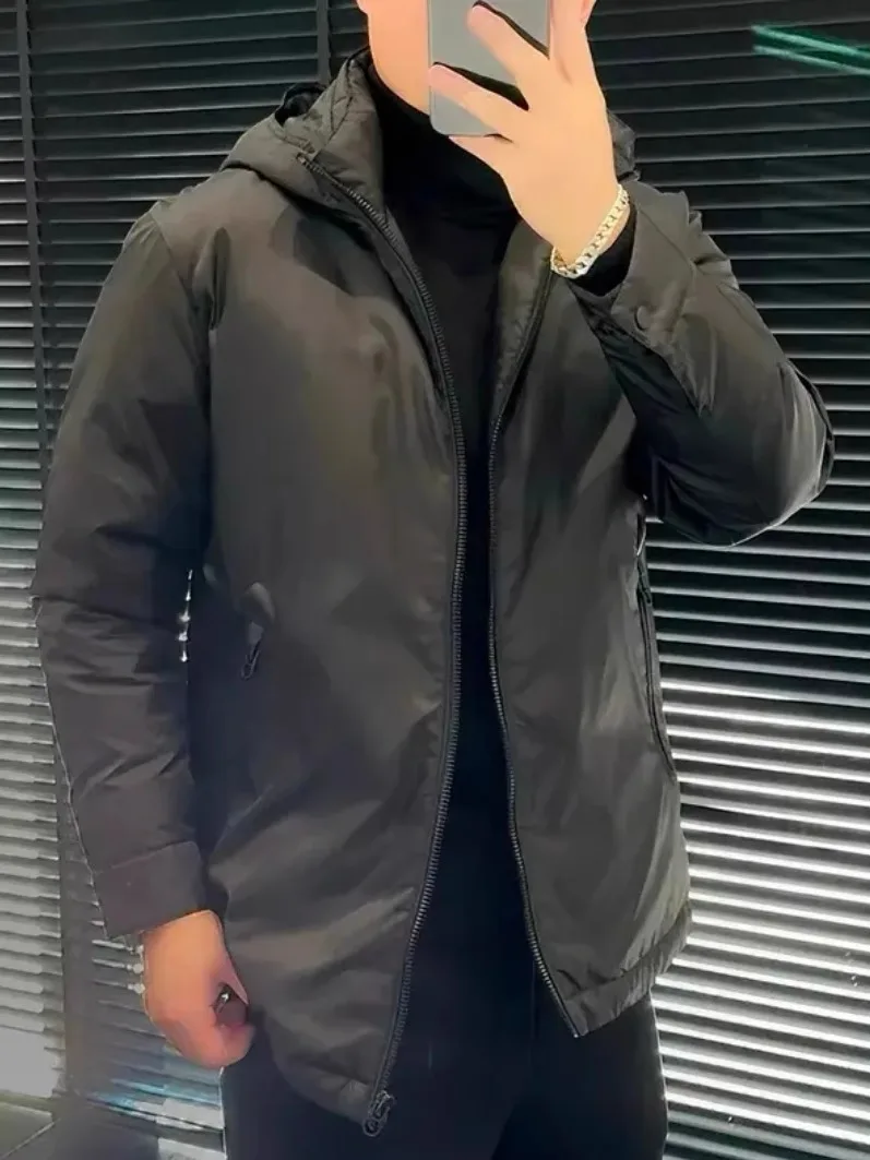 

Мужская повседневная куртка с капюшоном, утепленная пухом, удобная, универсальная, осенне-зимняя, модная верхняя одежда, приталенный крой, антибактериальная, с длинными рукавами