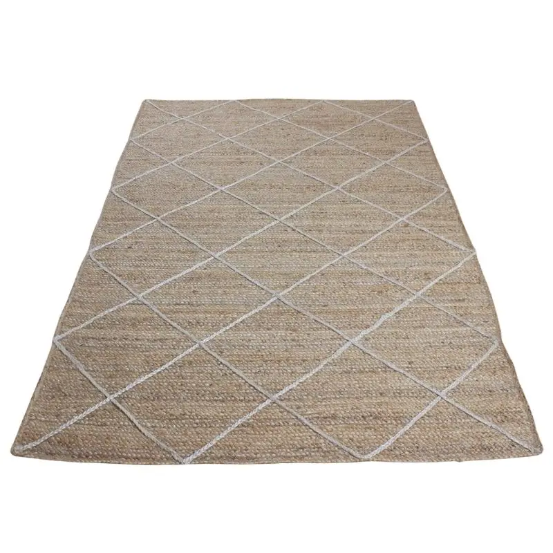 

Square Jute Rug Hand Braided Yoga Mat Geometric Carpet 4x4ft Rustic Area Rug