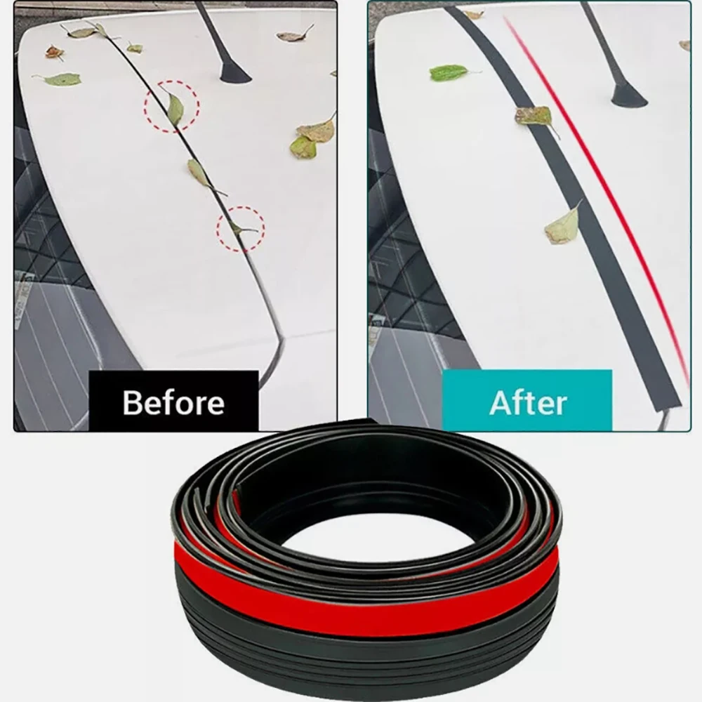 Universal Car Auto Trunk Lid Gap Seal Strip Accessori Waterproof Rubber Hood Gap Filler Auto Engine Cover Seal Strip Black 1.6m