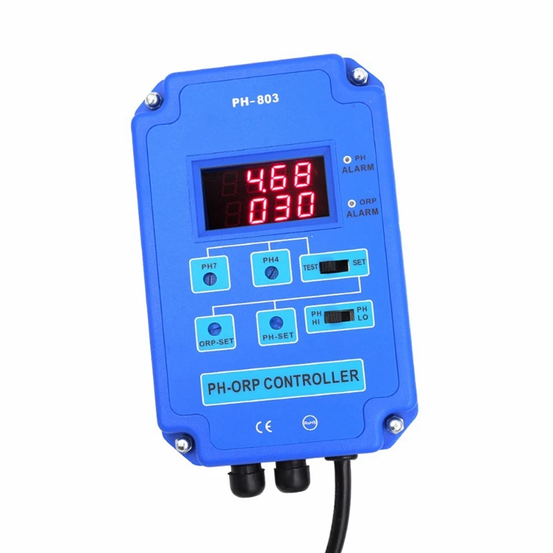 Redox Controller Digital PH Monitor Blue For Aquarium Hydroponics Plant Pool Spa W/ Output Power Relay US Plug