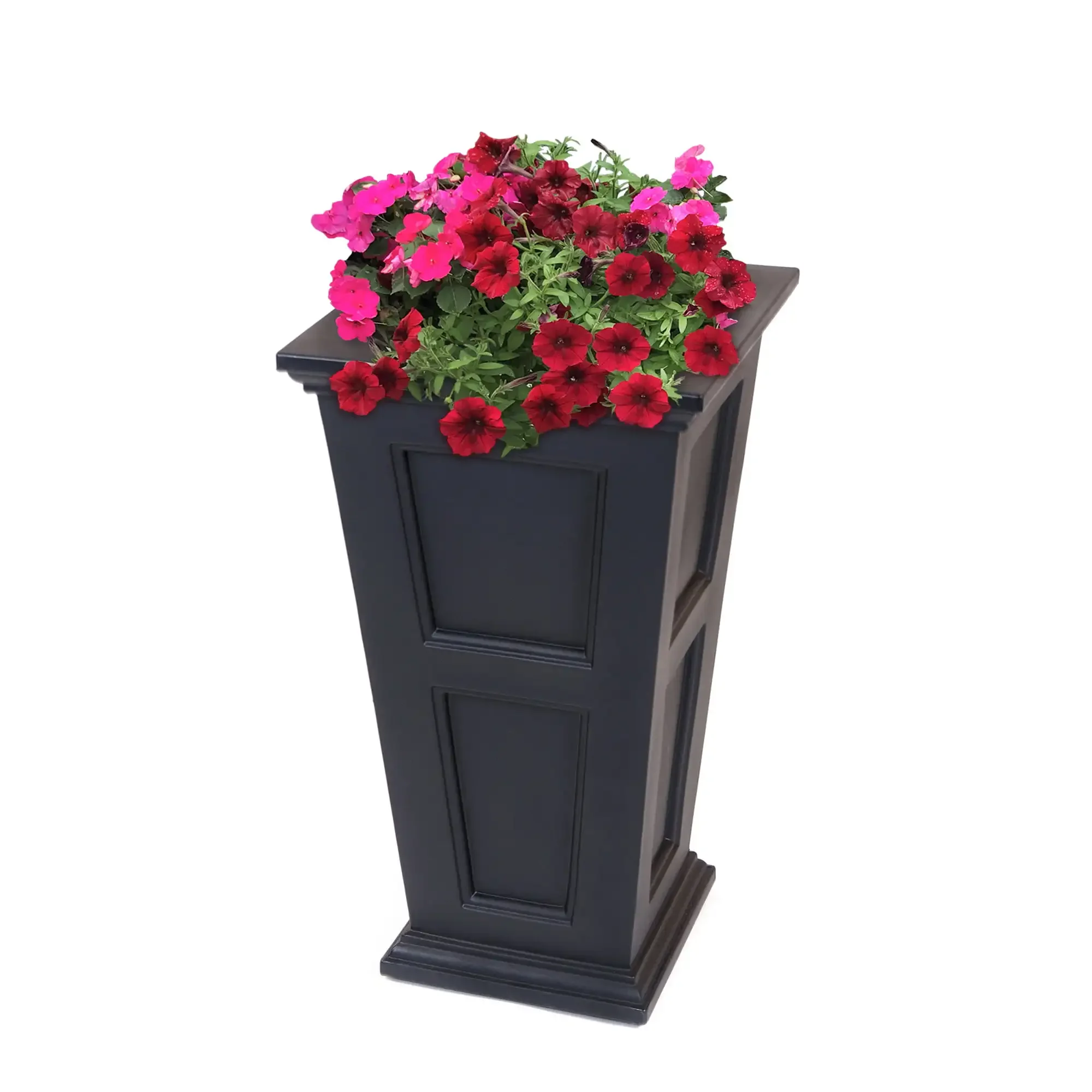 

Modern 16" x 16" x 28" Square Black Polyethylene Plant Planter, Tall Planter for Garden