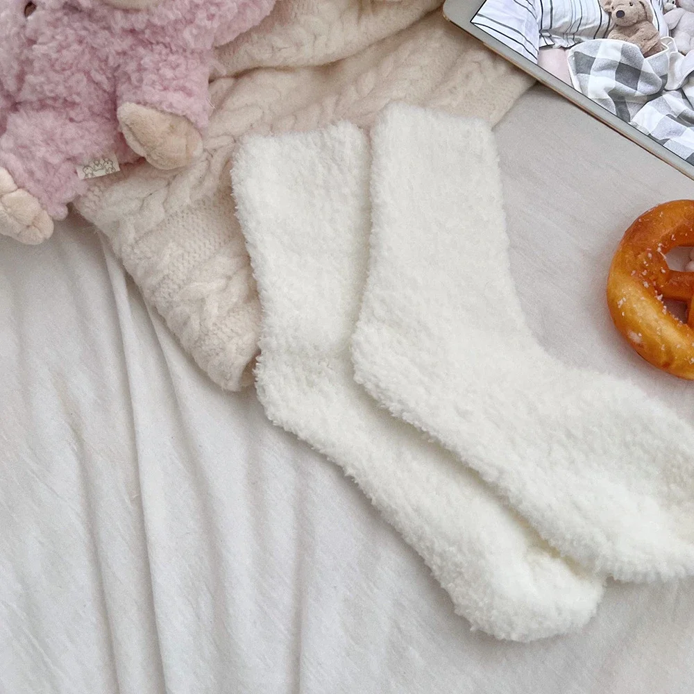 جوارب غامضة مخملية مرجانية سميكة للنساء ، جوارب أرضية داخلية ، منشفة تيري ، دافئة ، منفوشة ، شتوية ، منزلية