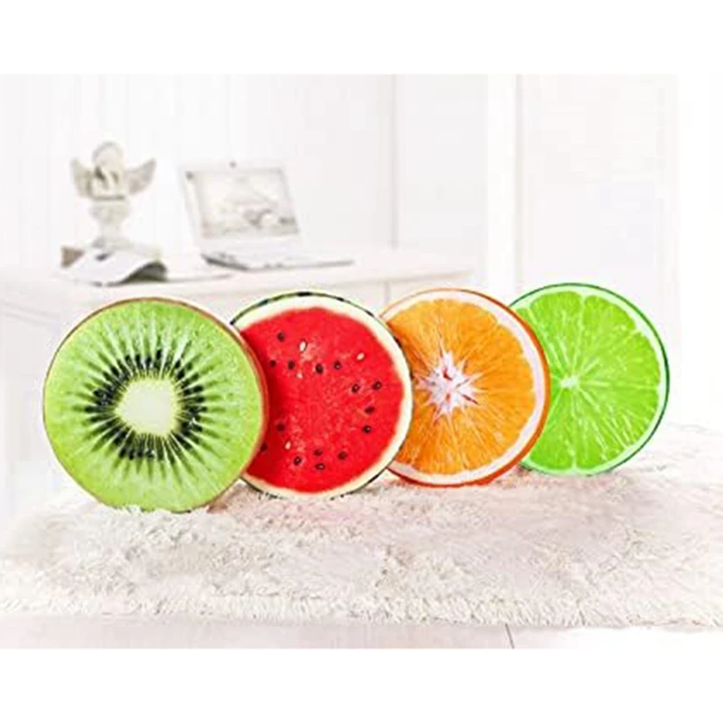 

Round Throw Pillows 15 Inch Fruit Pillow Plush Funny Fruit Stuffed Cushions Toy Seat Pad For Chair, Floor, Sofa, 2 Pack D