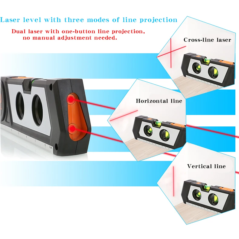 PEAKMETER PM1001 precyzyjna laserowa na podczerwień wielofunkcyjna taśma miernicza do projektora linii bąbelkowej 4 w 1 poziom