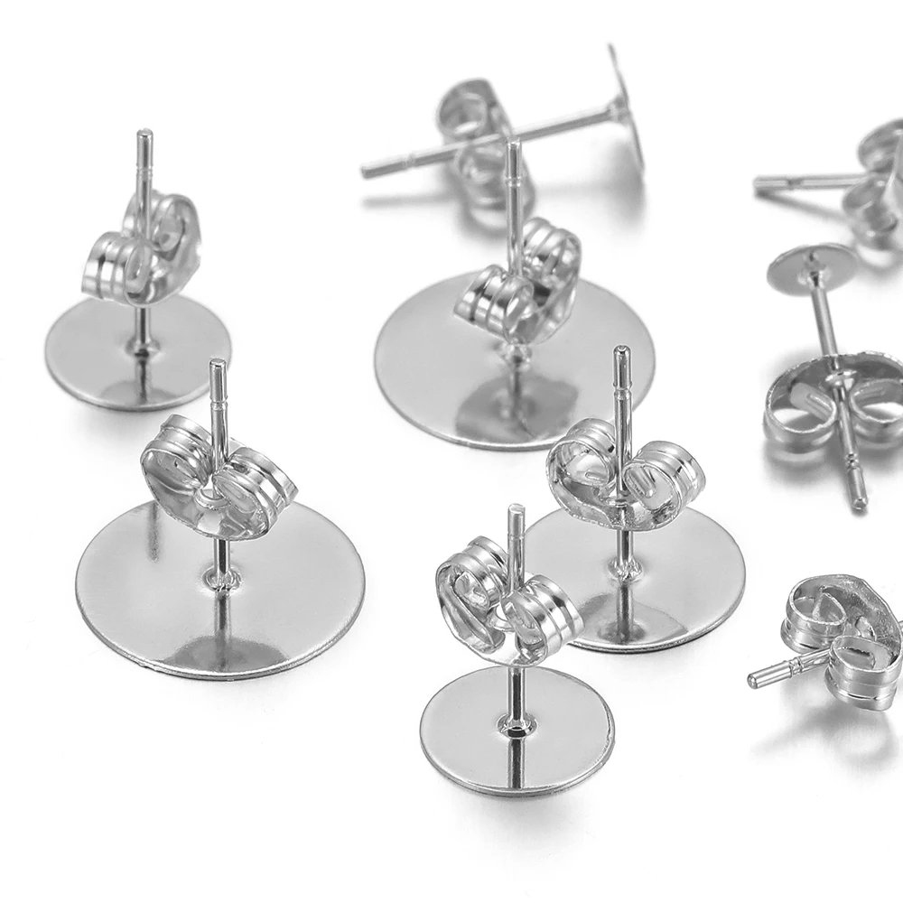 50-100 Stück Edelstahl-Wassergold-Ohrstecker-Basen, leere Ohrstecker, Ohrverschlüsse für die DIY-Schmuckherstellung – Detail 3