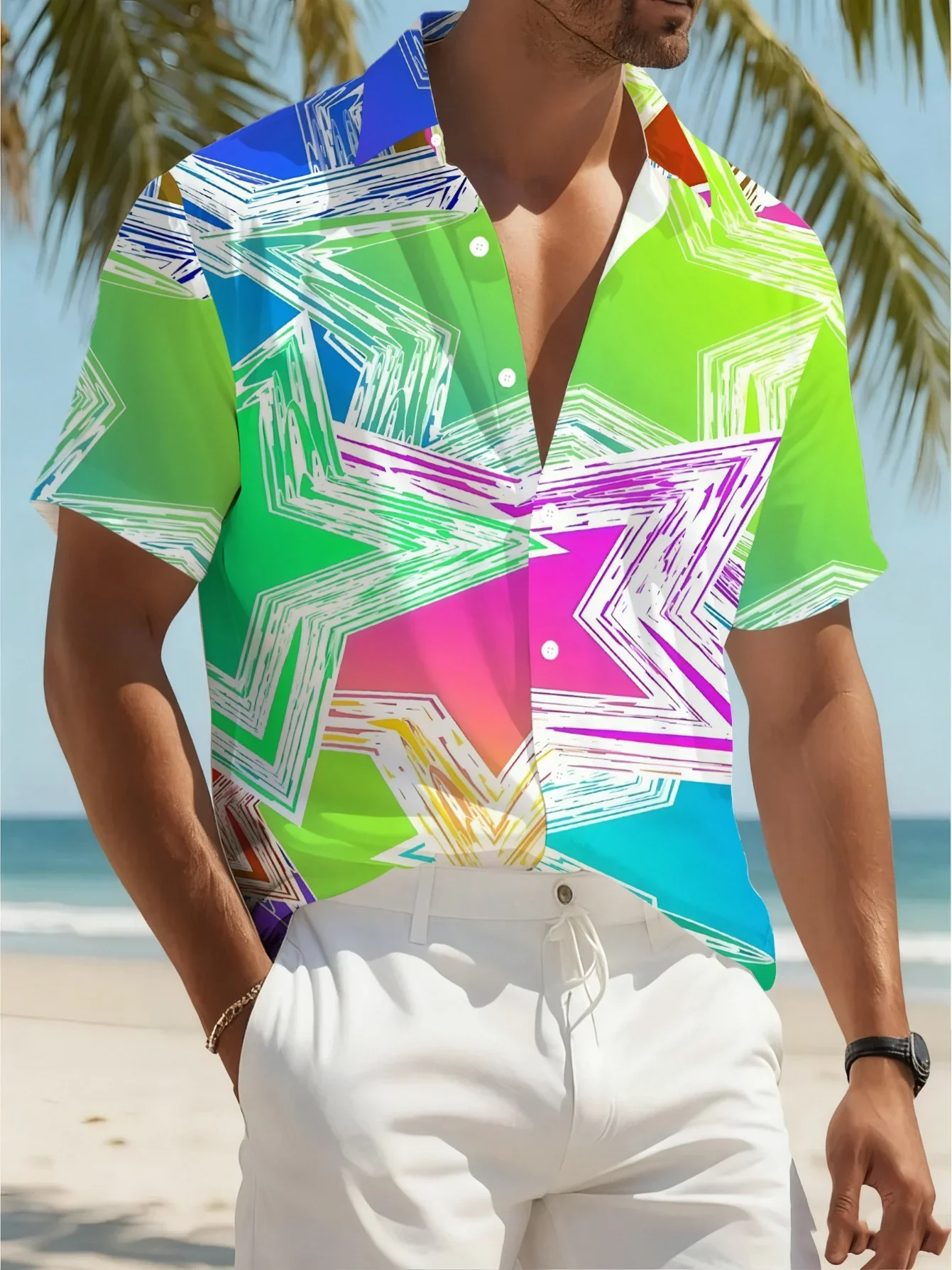 

Summer Breathable Hawaiian Shirt For Men Casual Man Short Sleeve Fashion Print Lightweight Beach Vacation Party Shirts
