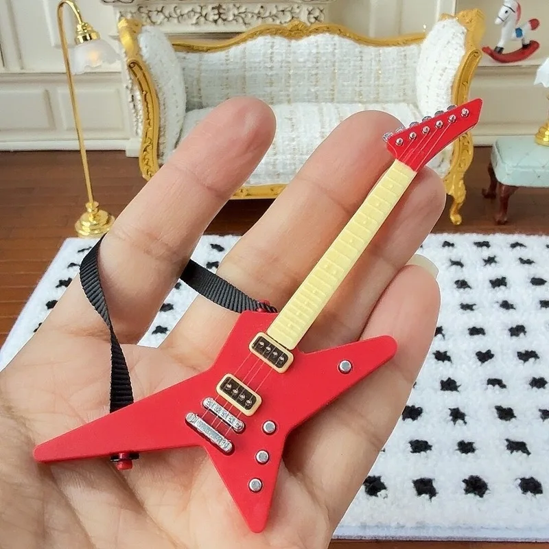 Dollhouse Electric , Miniature Model, Doll Decoration, Strap-On Guitar, Simulated Bass