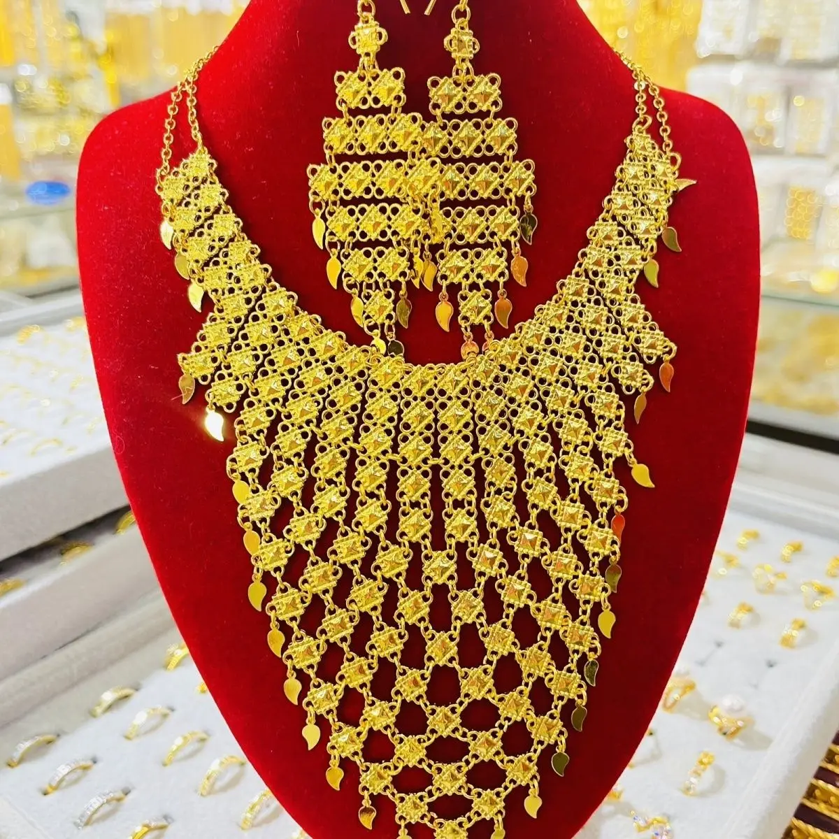 Popodion New Dubai Jewelry Set Women\'s Necklace Earrings Ring Bridal Wedding Accessories YY10093