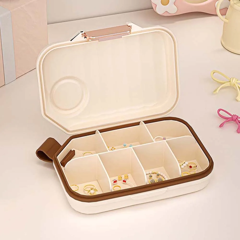 Portable Travel Pill Organizer with Lids 7 Compartments Weekly Pill Box Moisture-proof 7 Days Pill Dispenser Pill