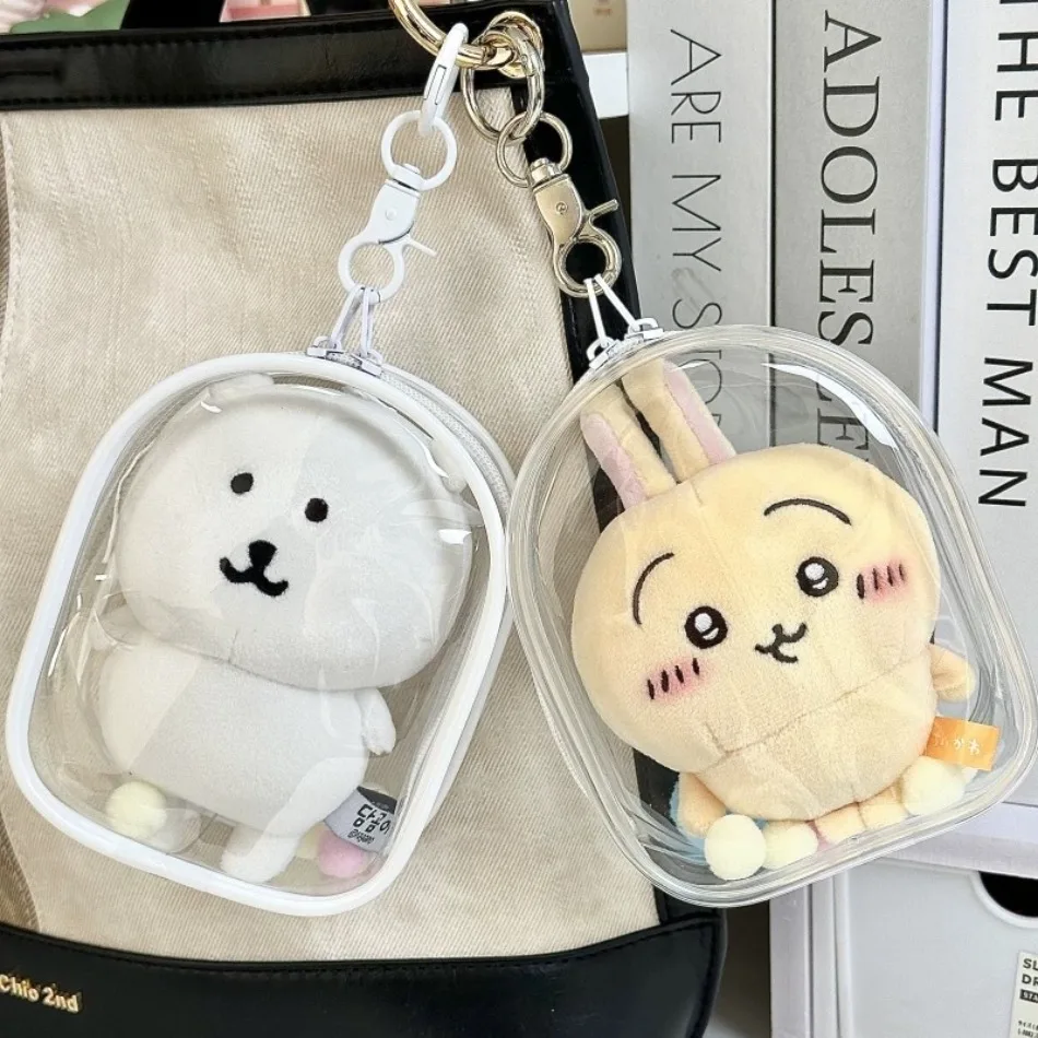 Transparente, verdickte Baumwoll-Plüsch-Puppen-Ausstellungs- und Aufbewahrungstasche, staubdicht, mit Schlüsselanhänger, Mini-Tasche für Puppenzubehör – Detail 2