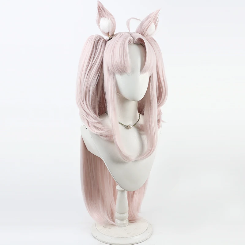 Peluca de Cosplay de juego Kuzunoha de archivo azul, pelo sintético largo rosa para adultos, mujeres y hombres, accesorios de juego de rol para fiesta de Carnaval y Halloween