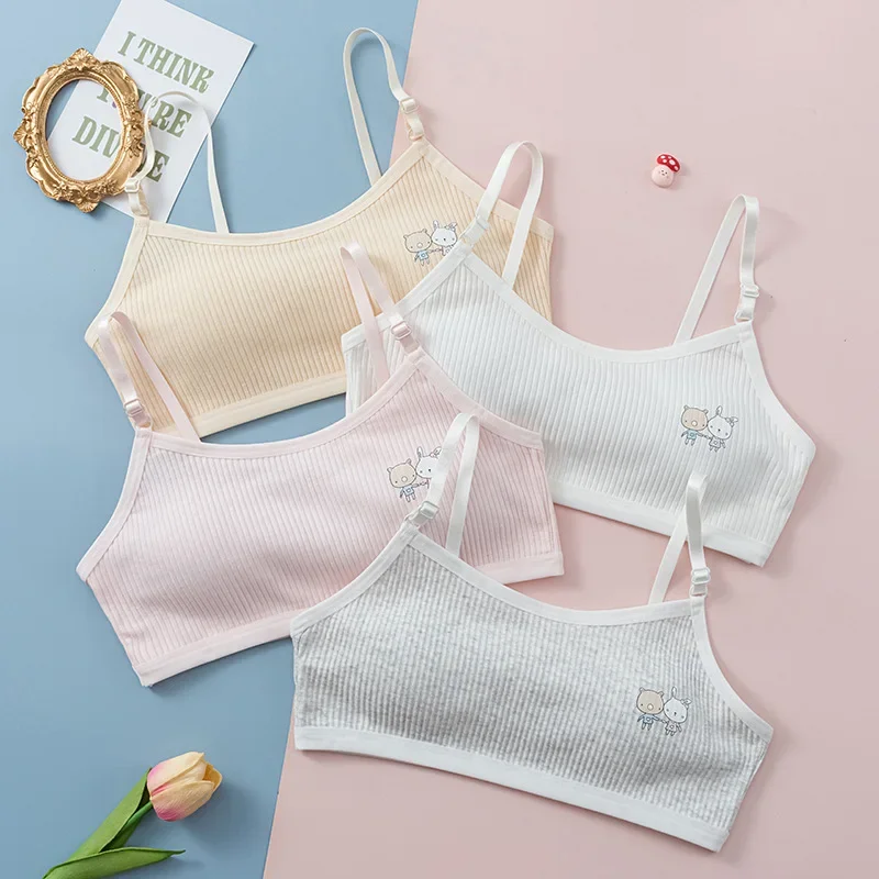 Teen Girls Underwear Training Bra Sports Bra Solid Color Teen Underwear Puberty Bras Full Cup Seamless Push Up Running Yoga Bra