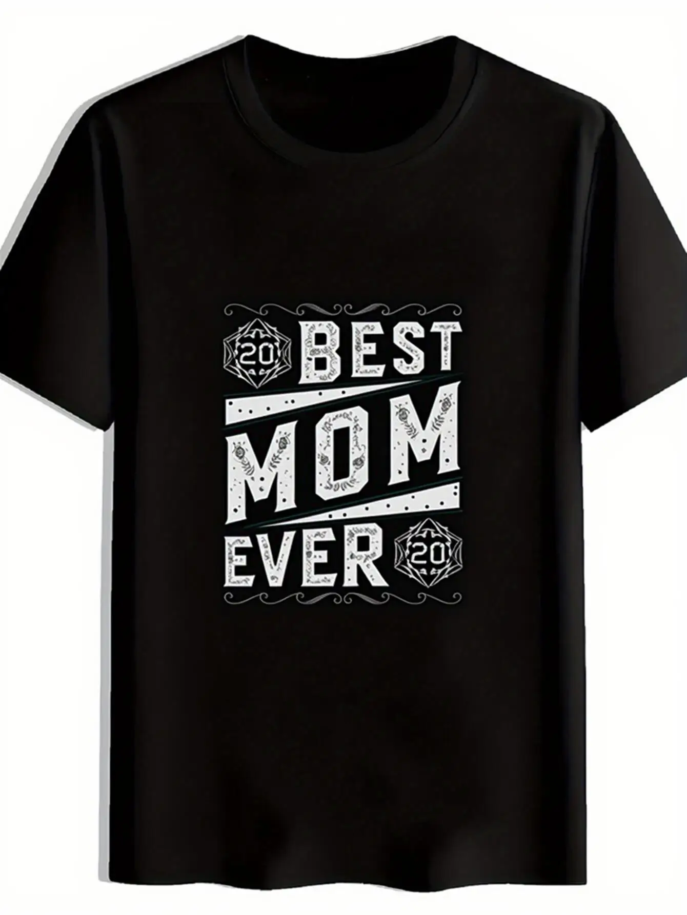 

Best Mom Ever Graphic T Shirt Womens Black Casual Short Sleeve Round Neck Cotton Top Daily Wear Lounge Wear Tee