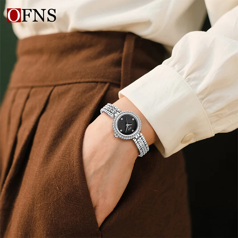 Ofns 1619 moda relógios de quartzo para mulher à prova dwaterproof água pulseira luxo retro elegante negócios senhoras relógio reloj mujer