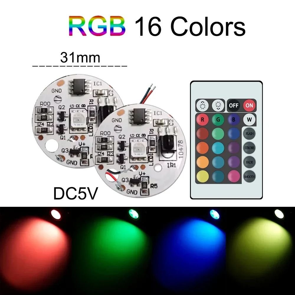 

5V 3W Low Voltage LED Lights Plate Color RGB Lamp Board Colorful Gradient Source IR 24-Key Wireless Remote Switch On/Off Control