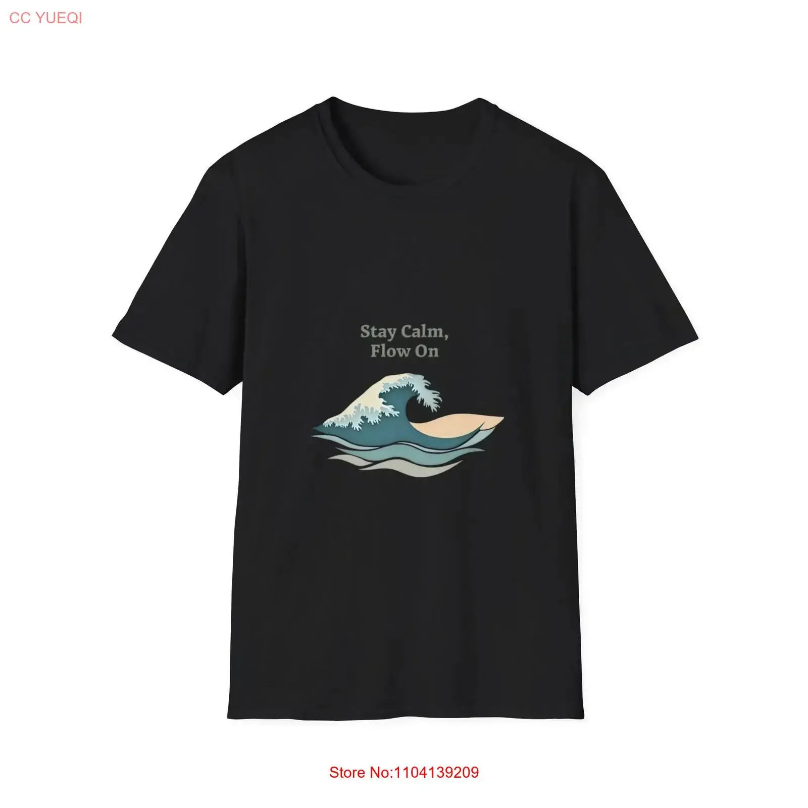 Camiseta Stay Calm Flow On Wave, ropa vintage lavada informal unisex suave con motivos de océano, paz, atención plena, resiliencia y tranquilidad