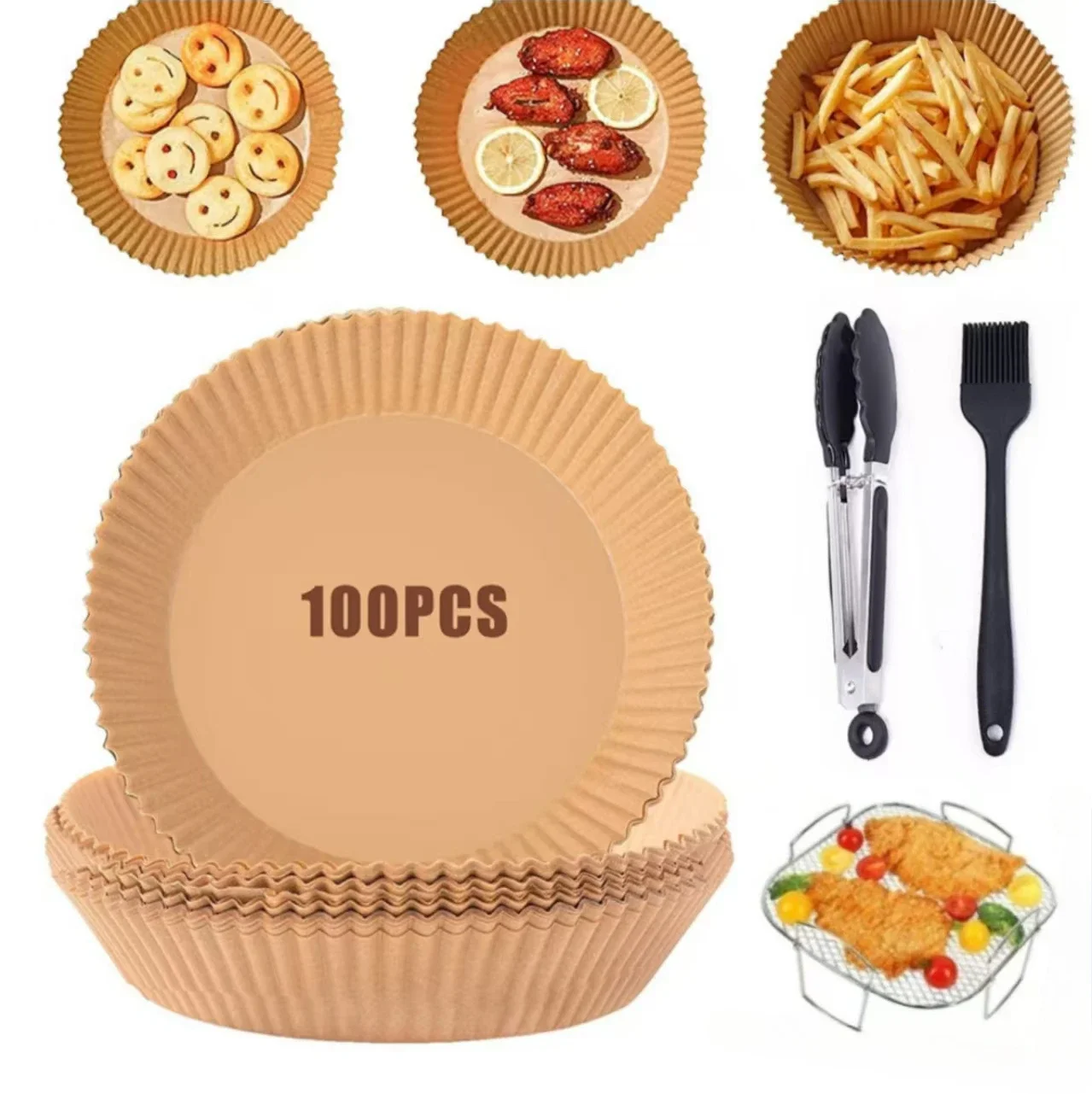 

Air Fryer Oven Disposable Paper Non-Stick Airfryer Baking Papers Barbecue Grill, Food Clip Air Fryer Tools Kitchen Accessories