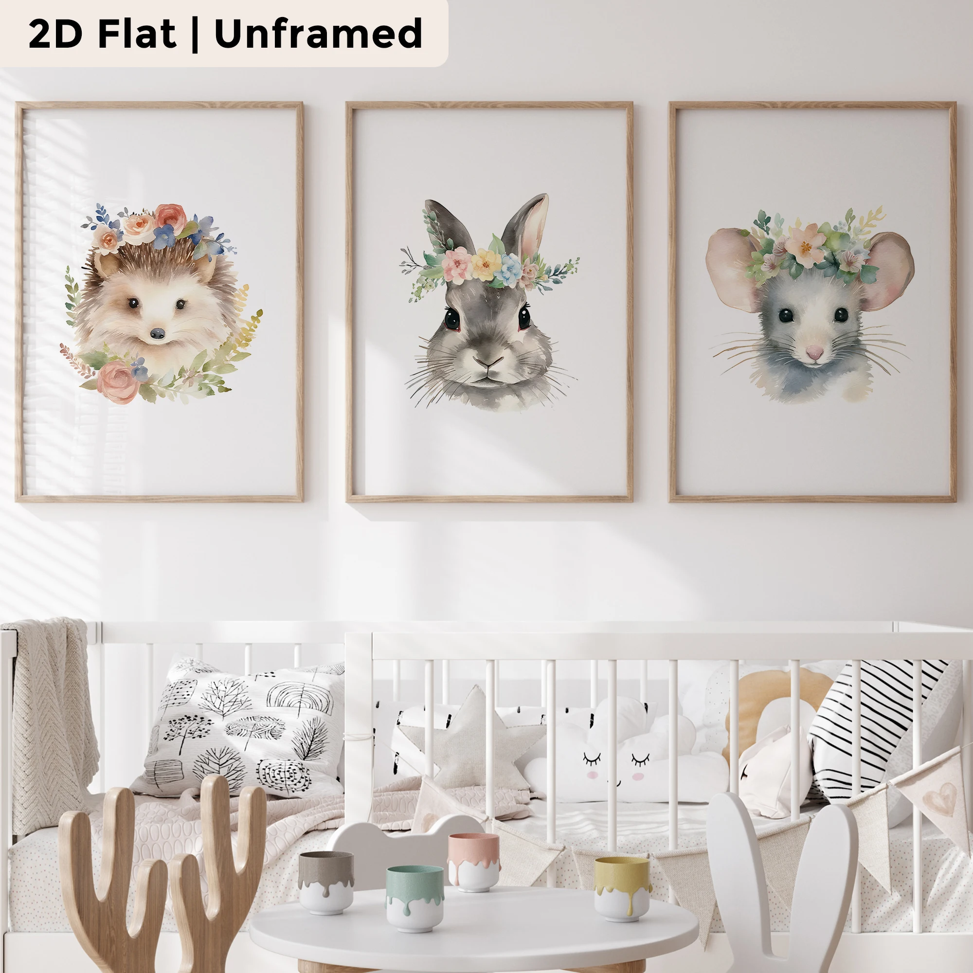 3pcs Modern,Cartoon Rabbit Hedgehog Wall Art Print Canvas Painting Poster Picture For Living Room,Bedroom,Kids Room Home Decor