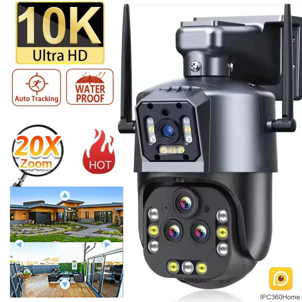 camera de visao noturna infravermelha externa 10k 8mp zoom 20x wifi 3 lente deteccao de movimento protecao de seguranca monitoramento cctv ip 01