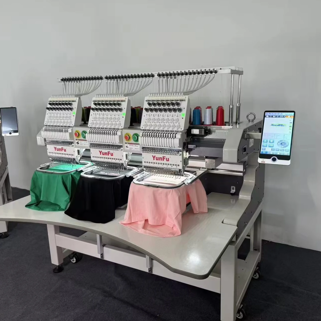 New 3-Head Computerized Embroidery Machine with 12-15 Needles 1200 RPM Bearing Motor Engine Gear for Printing Shops