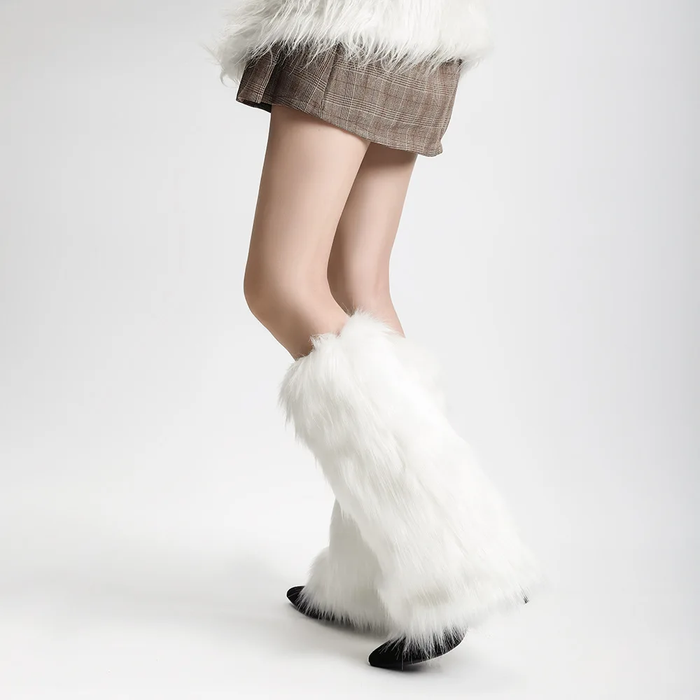 

1 Pair Women Faux Fur Warm Foot Cover Autumn Winter Warm Plush Leg Cover Fashionable Punk Style Casual Sock Cover