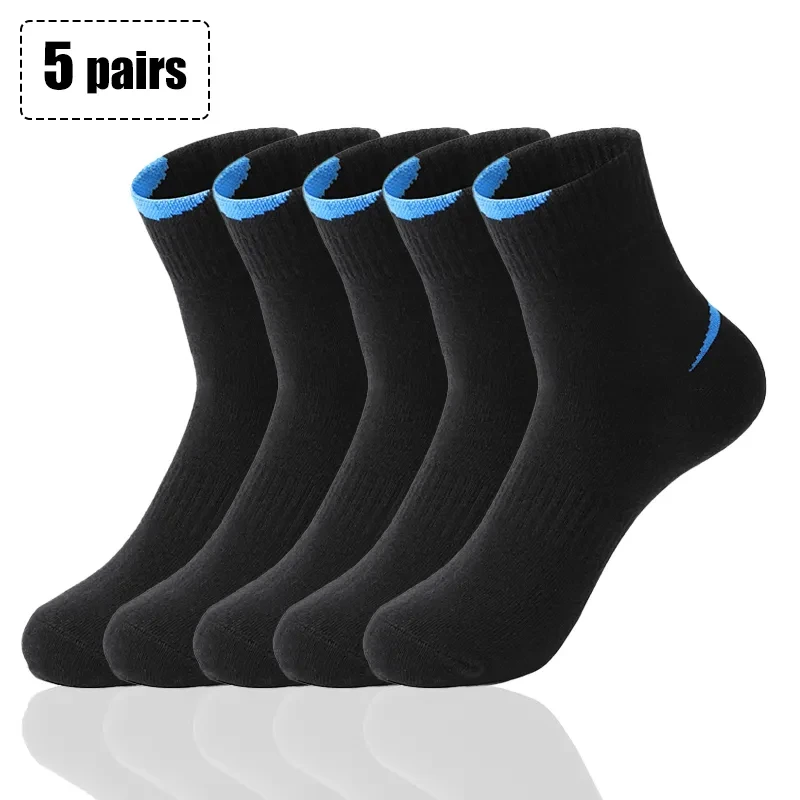 

5 Pairs/Lot Mens Outdoor Running Socks Casual Breathable Sports Cotton Men's Socks Black White Soft Summer for Male Socks