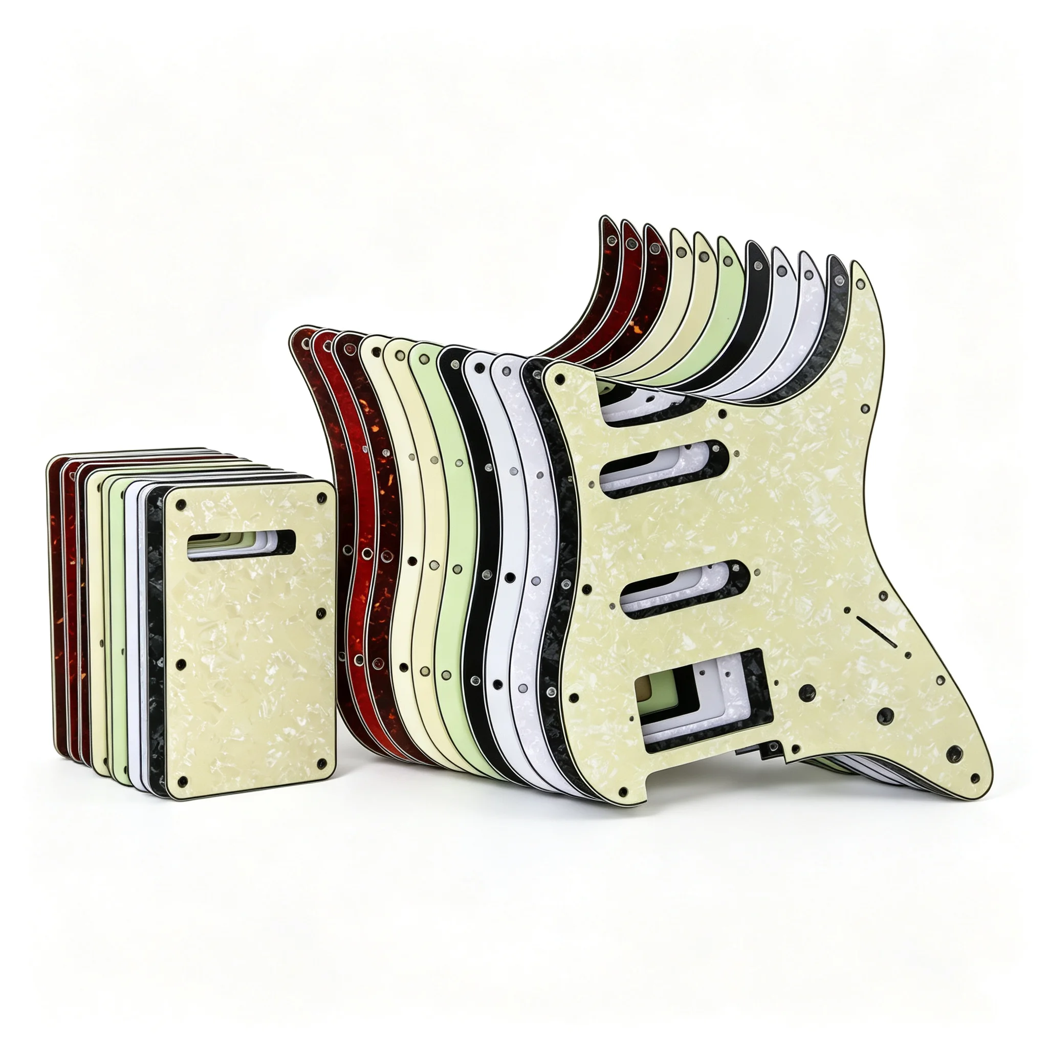 RUKOVA 11-Hole SSH Strat Pickguard Set,  ST Electric Guitar Pickguard with Aluminum Foil Shielding, Fits American & Mexican St
