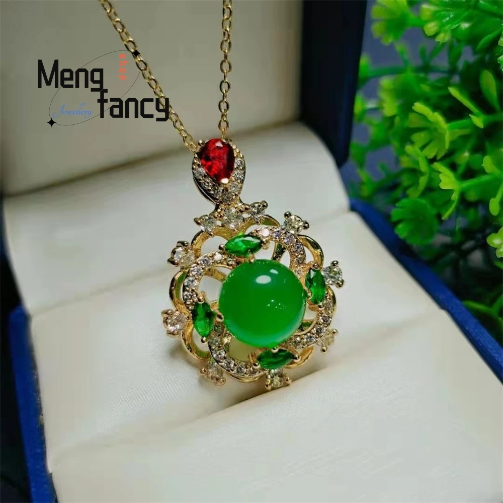 

Green Chalcedony Round Beads Bring Good Fortune, Flower Pendant, Jade To Turn The World Around, Ancient-Style Accessory Elegant