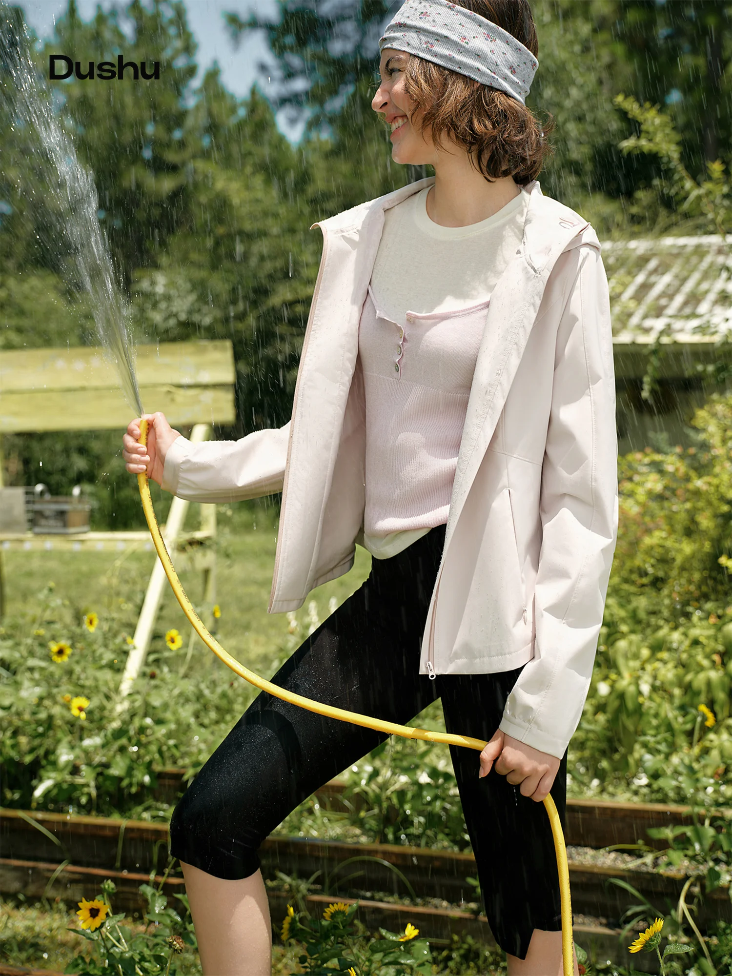 DUSHU Women‘s Three‑Functional Water‑proof Stain‑resistant Hooded Jacket 2026 Fall New Outdoor Casual Outerwear Three‑color Coat