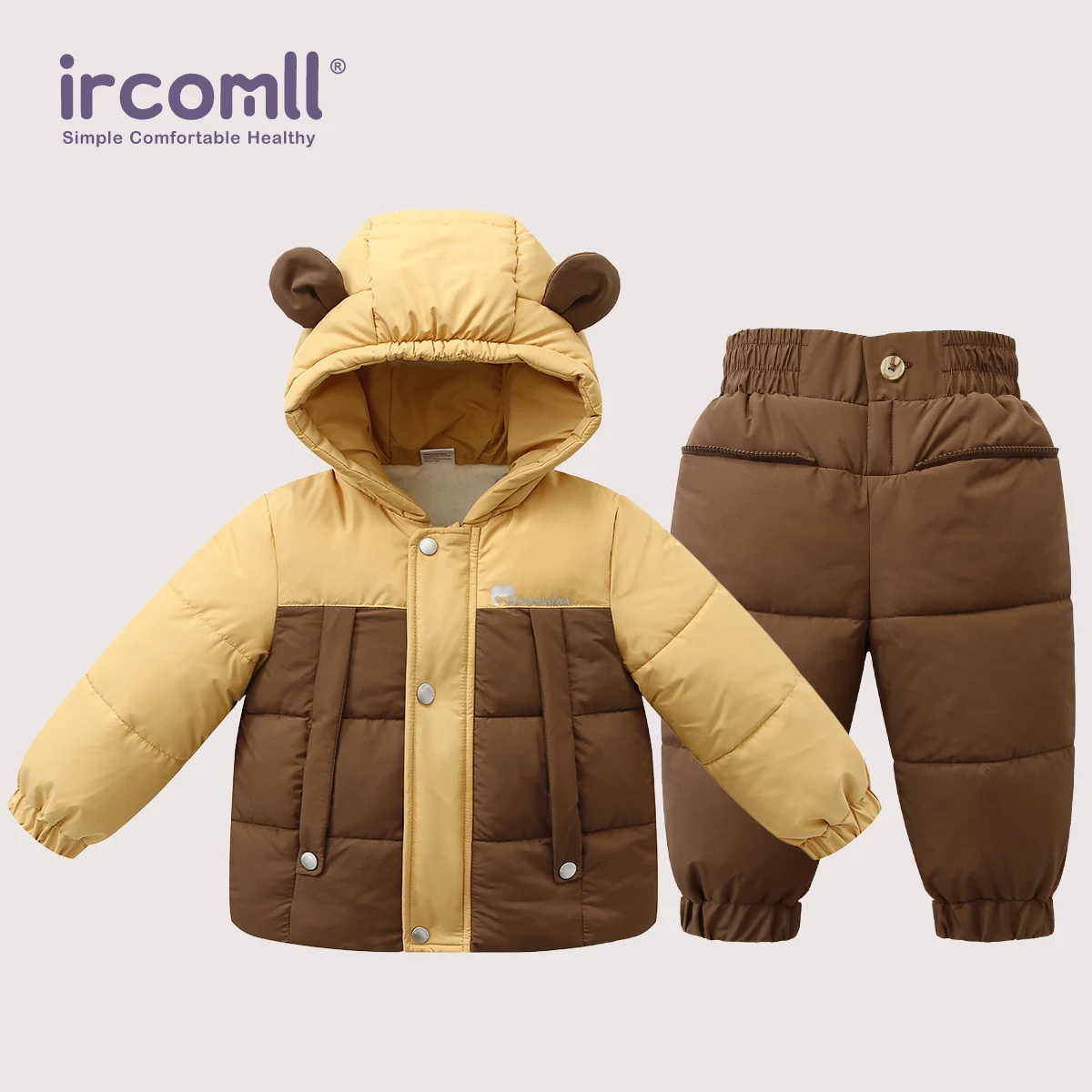 

Ircomll 2 pcs Winter Children Clothing Sets For Newborn Boys Girls Patchwork Down Cotton Hooded Coat +Pants Infant Baby Clothes