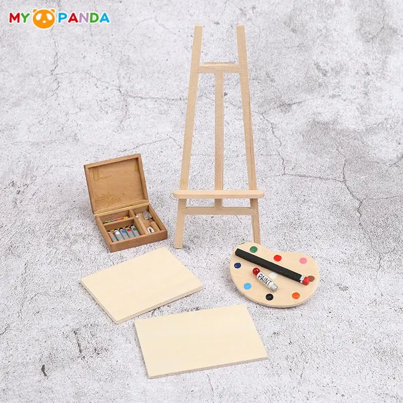 1:12 Dollhouse Miniature Artist Easel Palette Pigment Box Model Accessories