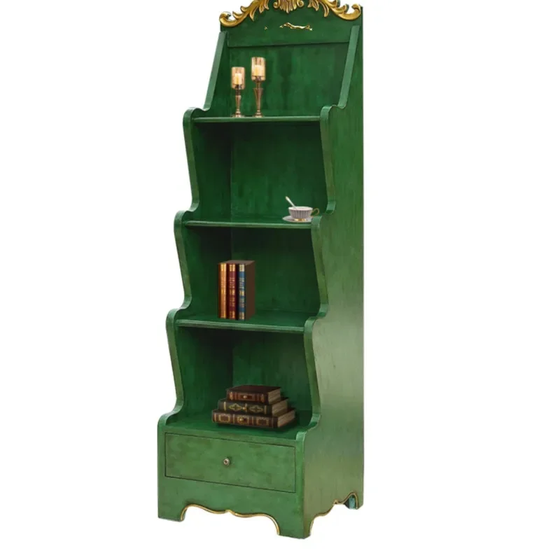 

American country bookcase study adult bookshelf magazine cabinet retro green home living room sheet music storage locker