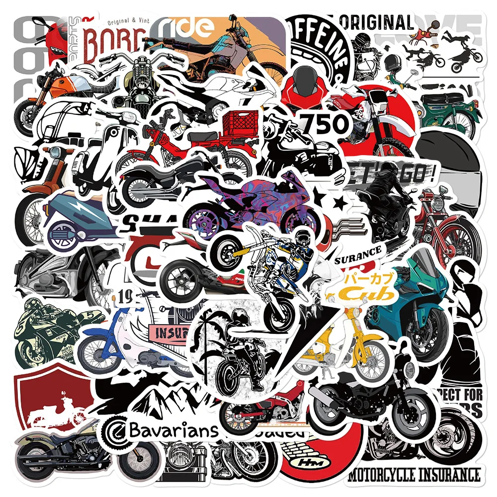 

10/30/50PCS Retro Motorcycle Sticker Cartoon Cool Personalized Graffiti Decorative Skateboard Helmet Phone Case Waterproof Decal