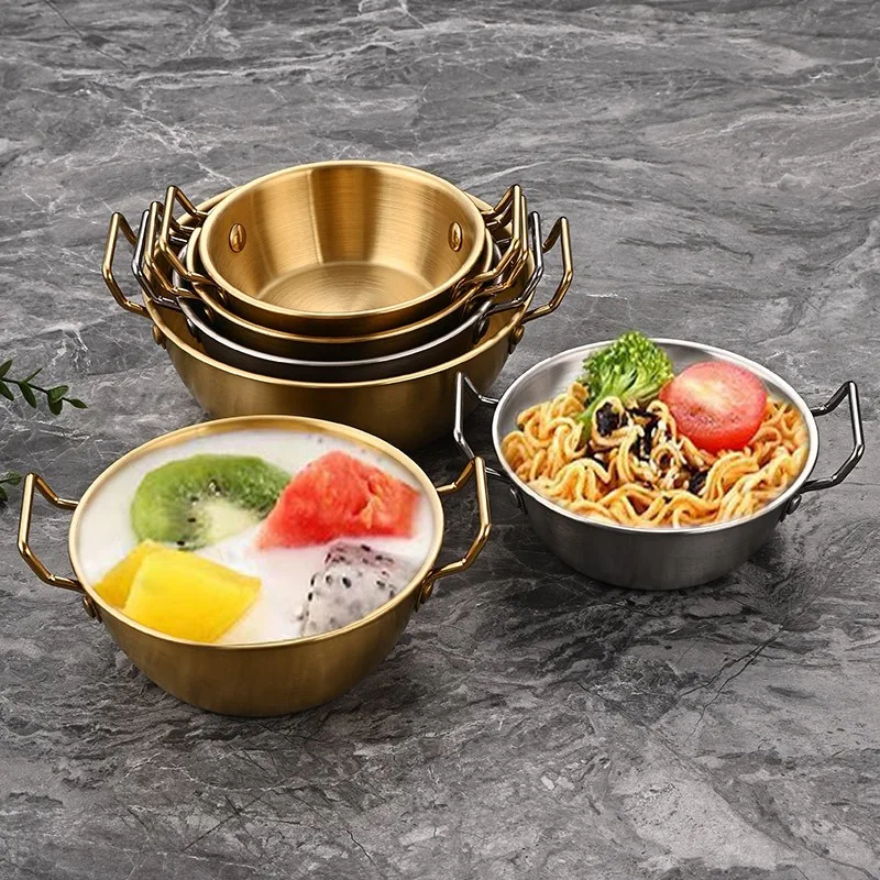 304 Stainless Steel Double Ear Snack Plate Gold and Silver Seasoning Sauce Dipping, Pickle Plate