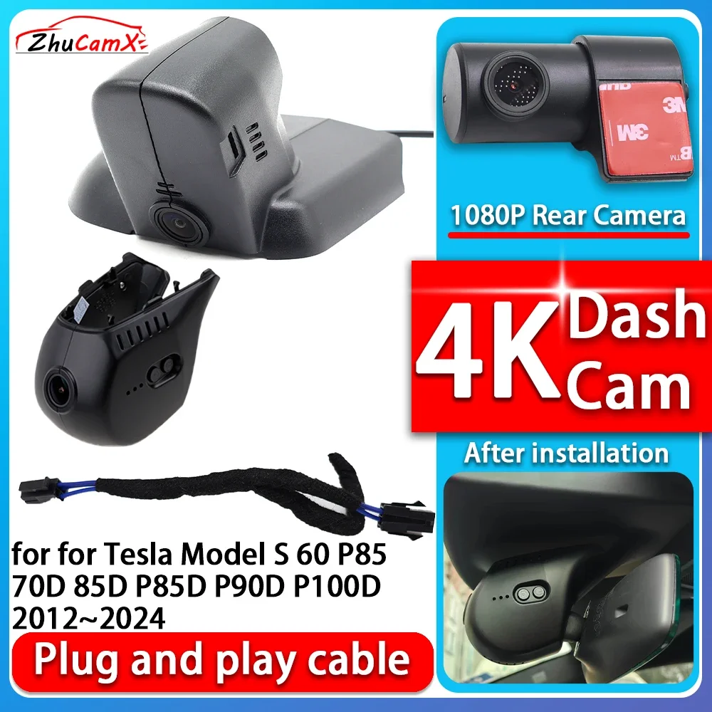 4K 2160P Camera Plug and Play Dash Cam Video Night Vision for Tesla Model S 60 P85 70D 85D P85D P90D P100D 2012~2024