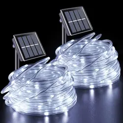 Outdoor Solar Tube Rope Led Light Christmas Garden Decoration Fairy String Lights 22M/12M/7M Wedding Party Led Garland Lamp