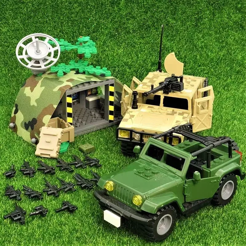 

WW2 Military Army Soldiers Tent Campsite SWAT Police Armored Vehicle Building Blocks Bricks Kits DIY Children Toys Gifts