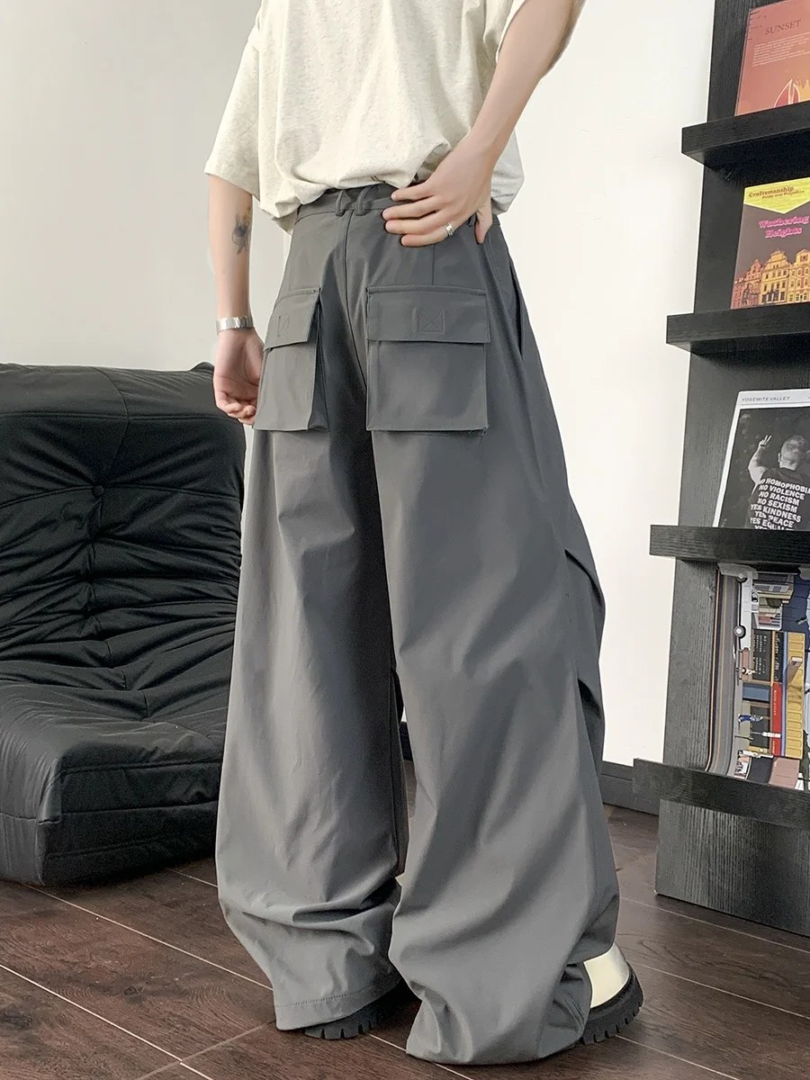 

American Retro Street Folded Workwear Paratrooper Pants Men Casual Cleanfit Straight Leg Sports Outdoor Mountain Climbing Pants