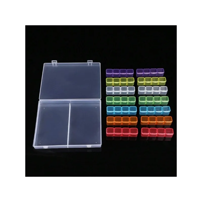 1pc Transparent Storage Box, 56 Grids DIY Diamond Painting Box,  Plastic Storage Container For Fake Nail , Rhinestone Beads