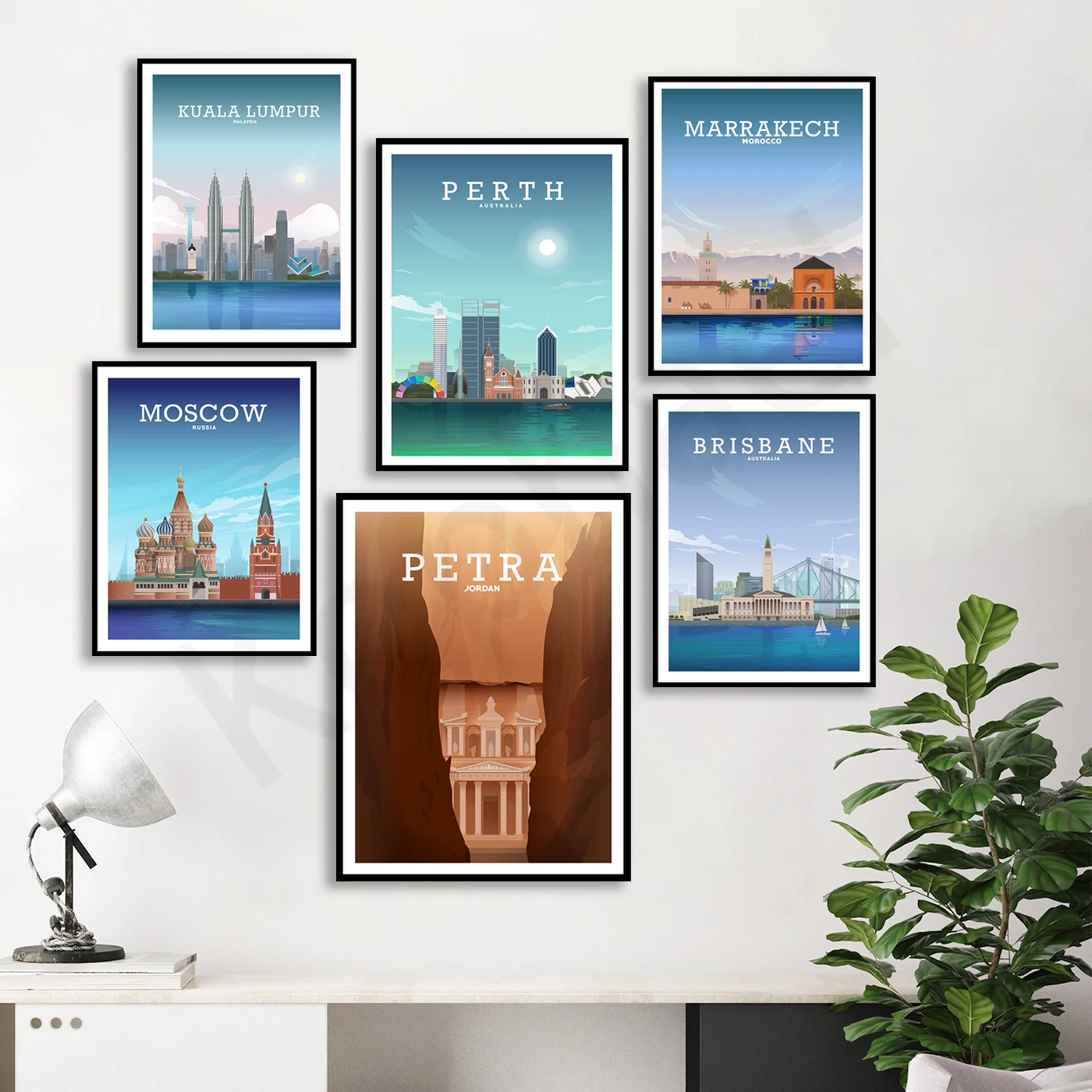 Auckland Petra Kuala Lumpur Adelaide Queenstown Seychelles Perth Marrakech Istanbul Moscow Brisbane.City Travel Landscape Poster