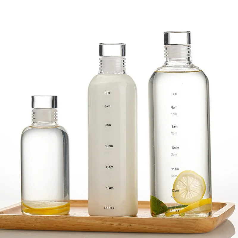 High Borosilicate Glass Cup Large Capacity Transparent Time Scale Mug for Juice Tea Beverage