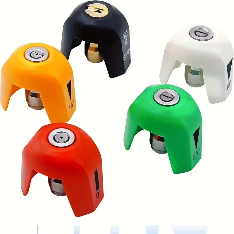 5pcs Car Wash Tool Quick Connect Nozzle Set for Pressure Washer, High-Pressure Cleaning Gun Kit (0°, 15°, 25°, Soap), 5 Colors