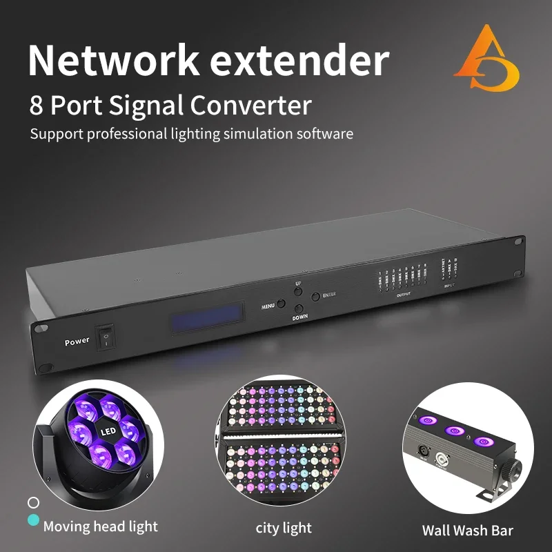 

Artnet Dmx 8-полосный сетевой расширитель Выход 8x512 4096 каналов для Satge Dj Контроллер освещения Artnet To DMX Node DJ Disco Stage